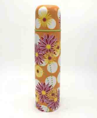 Starbucks Pylones Push Button Thermos 17oz Tumbler Orange Dots Pink Flowers - Sold on eBay Dec, 12th 2019 for $21.25