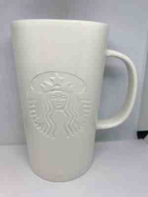 Tall Starbucks Mug Matte White Etched Logo 16 Ounce 5 1/2 Inch 2014 Edition - Sold on eBay Dec, 12th 2019 for $24.99