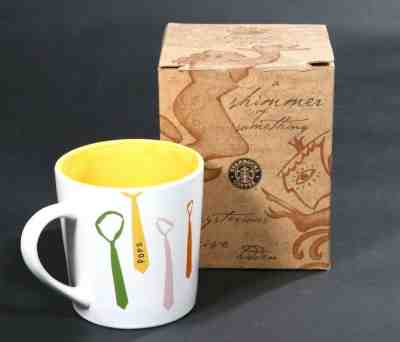 NEW In Box Starbucks Collectors Daddy O /Pops Necktie Coffee Mug Yellow Interior - Sold on eBay Dec, 8th 2019 for $29.43