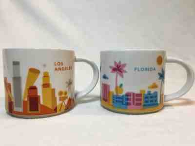 2 You Are Here Starbucks Mugs Cups Florida Los Angeles - Sold on eBay Dec, 18th 2019 for $19.95