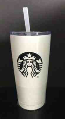 Starbucks 2018 White Geometric Stainless Steel Tumbler With Straw 20 oz  - Sold on eBay Dec, 18th 2019 for $22.99