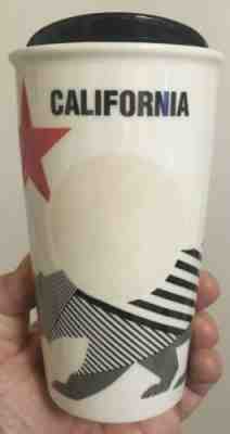 2015 Starbucks California Ceramic Travel Tumbler Dot Bear 12 oz Star Black Lid - Sold on eBay Dec, 18th 2019 for $29.95