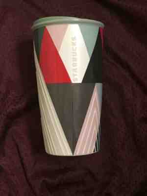 Starbucks 2017 insulated ceramic travel mug geometric art 12 Oz . - Sold on eBay Dec, 18th 2019 for $24.99