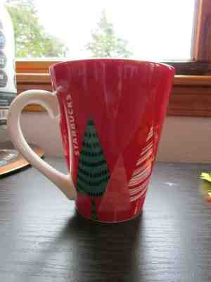 Starbucks 13 oz Christmas Tree Mug 2017 Red Holiday Coffee - Sold on eBay Dec, 18th 2019 for $15.99