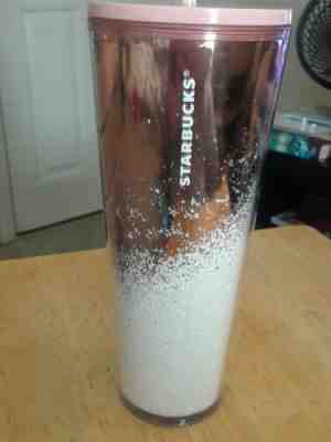 Starbucks 2019 Rose Gold Cascading Snow Cold Cup Tumbler Holiday Christmas 24 oz - Sold on eBay Dec, 17th 2019 for $26.55
