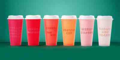 Limited STARBUCKS CHRISTMAS REUSABLE HOT CUPS 6 PACK NEW! Pink Ombre - Sold on eBay Dec, 17th 2019 for $22.00