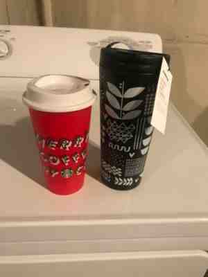 New Starbucks Coffee Travel Mug Tumbler January 2018 And 2019 Merry Coffee Cup - Sold on eBay Dec, 17th 2019 for $20.00