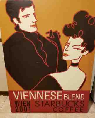 Large STARBUCKS Wood Sign Viennese Blend WIEN 2001 Coffee RARE Decor - Sold on eBay Dec, 17th 2019 for $35.00