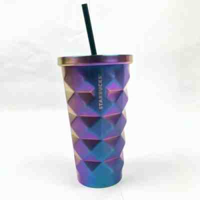 New Starbucks Travel Tumbler Mug Iridescent Diamond Pattern 16oz 473ml Coffee - Sold on eBay Dec, 17th 2019 for $24.99