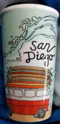 BRAND NEW Starbucks San Diego van surfboard Ceramic Travel Tumbler Mug  - Sold on eBay Dec, 17th 2019 for $26.95