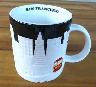 Starbucks 2012 San Francisco 3-D Black/White, Red Cable Car Coffee Tea Cocoa Mug - Sold on eBay Dec, 17th 2019 for $19.50