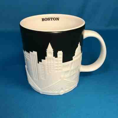 STARBUCKS Coffee Co 16 oz Ceramic Cup MUG 2012 BOSTON WHITE SKYLINE RELIEF New - Sold on eBay Dec, 17th 2019 for $22.09