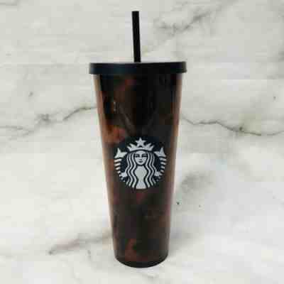 Starbucks Venti 24 oz Acrylic Cold Cup Tumbler Tortoise Print AUTH NWT  - Sold on eBay Dec, 17th 2019 for $42.46