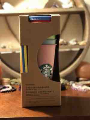 New Starbucks Summer 2019 Color-Changing Reusable Cups With Straws Set Of (5)  - Sold on eBay Dec, 17th 2019 for $50.00
