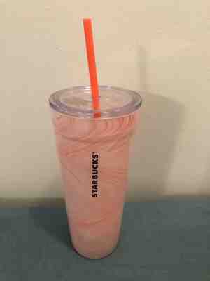RARE New NWT STARBUCKS 20 oz Pink Marbled Glass Reusable Double Wall Cold Cup! - Sold on eBay Dec, 17th 2019 for $99.00