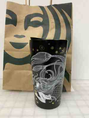 NWT Starbucks 2019 Holiday Black Gold Siren Mermaid Tumbler Ceramic 12oz Mug - Sold on eBay Dec, 17th 2019 for $25.00