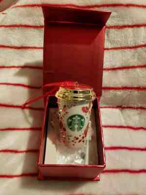 Starbucks Swarvoski Crystal Limited Edition Ornament 2013 leaves Red New in Box - Sold on eBay Dec, 17th 2019 for $38.99