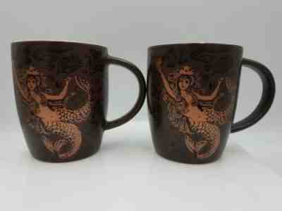 Set 2 Starbucks Coffee Mug Split Tail Mermaid Siren Brown Copper 2011 40th Anniv - Sold on eBay Dec, 17th 2019 for $30.00