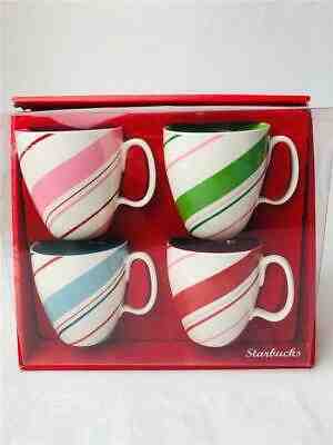 Set 4 Starbucks Candy Cane Striped Coffee Mugs Cups 2007 12 oz Full Size Holiday - Sold on eBay Dec, 17th 2019 for $34.95