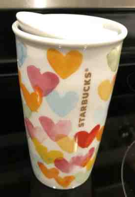 Starbucks Watercolor Hearts Ceramic Travel Tumbler 2015 10oz. Free Shipping - Sold on eBay Dec, 17th 2019 for $19.99