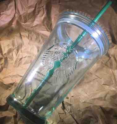 NEW Starbucks Tumbler MADE IN SPAIN Recycled Green Glass 16oz Cup Holiday Gift  - Sold on eBay Dec, 17th 2019 for $45.00