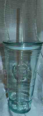 STARBUCKS COFFEE COMPANY Recycled Glass COLD Cup Raised Mermaid Logo +STRAW 20oz - Sold on eBay Dec, 17th 2019 for $69.99