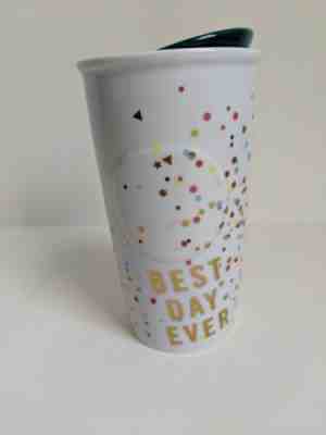 Starbucks Best Day Ever Ceramic Travel Tumbler Mug Togo Lid Confetti Glitter Dot - Sold on eBay Dec, 17th 2019 for $30.00