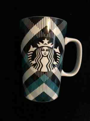 2015 Starbucks Coffee Latte Mug-Teal and Black Plaid-16 oz. Size - Sold on eBay Dec, 17th 2019 for $18.00