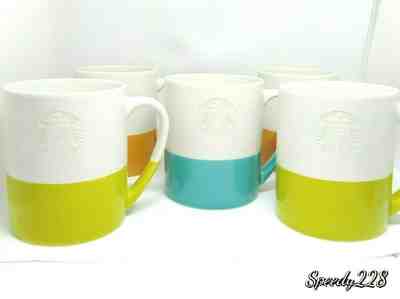 Starbucks 2014 Embossed Siren/Mermaid 14oz Mug lot of 5 teal,orange, olive green - Sold on eBay Dec, 17th 2019 for $18.90