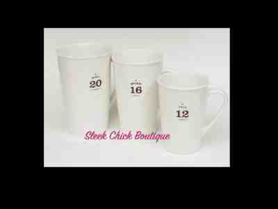 NEW Set of 3 STARBUCKS 12-16-20 Ounce Tall Grande VENTI White 2010 Coffee Mugs - Sold on eBay Dec, 17th 2019 for $55.99