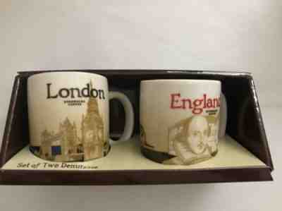 Starbucks 3oz Demi Tasse London England Global Mini mug Ornament Cup Set Flaw - Sold on eBay Dec, 17th 2019 for $19.95
