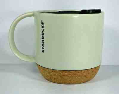 NEW 2016 Starbucks Cream Cork Bottom Ceramic Mug Cup with Lid 12 oz Logo - Sold on eBay Dec, 17th 2019 for $24.99