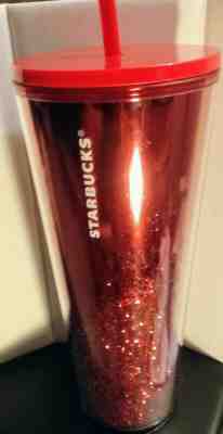 Starbucks Holiday 2019 Cascading Glitter Red Tumbler Cold Cup - Sold on eBay Dec, 17th 2019 for $25.00