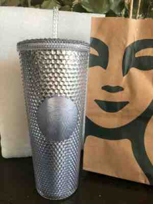 Starbucks 2019 BLING PLATINUM Studded Tumbler Venti 24oz Holiday ON HAND - Sold on eBay Dec, 17th 2019 for $19.95