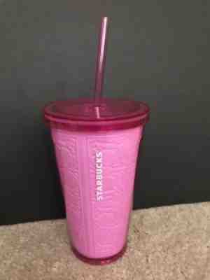 STARBUCKS COLD CUP PINK FLOWERS TUMBLER 16 fl oz EMBOSSED NEW - Sold on eBay Dec, 16th 2019 for $19.95