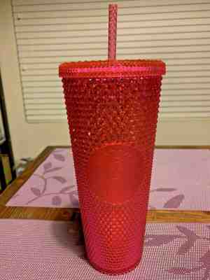 NEW Starbucks 2019 Holiday Bling Neon Pink Iridescent Studded Venti Tumbler Cup - Sold on eBay Dec, 16th 2019 for $25.00