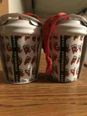 Starbucks 2019 Ceramic MERRY COFFEE Mini Cup Christmas Tree Ornament NEW - Sold on eBay Dec, 21st 2019 for $19.99