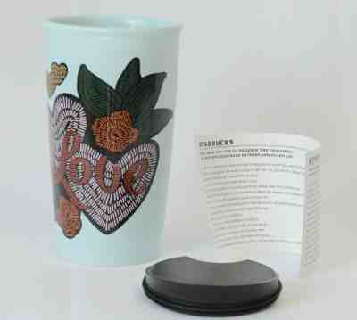 Starbucks Travel Tumbler Blue Hearts Flora Love Tattoo 12 fl oz Double Wall 2019 - Sold on eBay Dec, 21st 2019 for $26.00