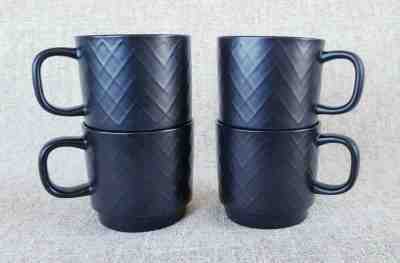 2013 Four (4) STARBUCKS Mugs Cups Espresso Brown Black DIAMOND Pattern STACKABLE - Sold on eBay Dec, 20th 2019 for $29.99