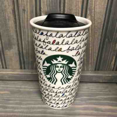 Starbucks 2011 Holiday Ceramic Mug Double Wall Tumbler 12 oz FaLaLa Coffee Cup - Sold on eBay Dec, 20th 2019 for $22.00