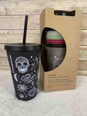 Starbucks Halloween Tumbler Skull & Reusable Hot Cups Double Lot Limited Edition - Sold on eBay Dec, 20th 2019 for $66.40