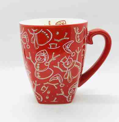 Starbucks 2001 Barista Snowman 20 oz Mug Cup Red White Sq Bottom Christmas - Sold on eBay Dec, 20th 2019 for $19.99