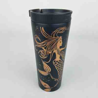Starbucks Mermaid Flip Top Insulated Tumbler Stainless Steel Black Copper 16 oz  - Sold on eBay Dec, 20th 2019 for $22.00