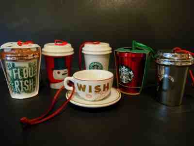  Starbucks 2000's Collectible Christmas Ceramic Ornaments Assorted Lot of 6 Nice - Sold on eBay Dec, 20th 2019 for $22.95