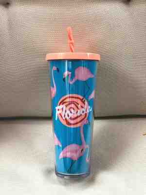 Starbucks FLORIDA Red Dot Pink Flamingo Travel Tumbler Cold Cup 20 oz Straw - Sold on eBay Dec, 20th 2019 for $35.00