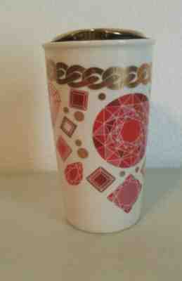 Starbucks 2014 Ceramic Red Jewel W/ Gold Lid Tumbler 12oz EUC! Ruby Gem Coffee. - Sold on eBay Dec, 20th 2019 for $29.99
