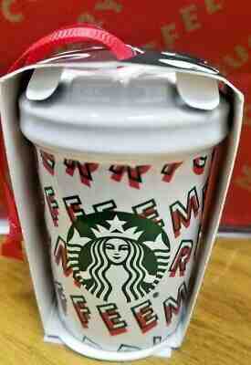 NEW 2019 Starbucks 'Merry' ceramic Christmas ornament - Sold on eBay Dec, 20th 2019 for $17.49