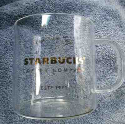 Starbucks 2015 CLEAR GLASS Gold Lettering 18oz 532 ml Coffee Mug Cup  - Sold on eBay Dec, 20th 2019 for $16.00