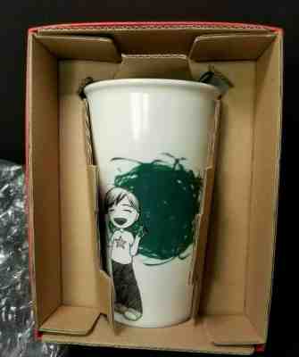 Starbucks 2015 Boy Finger Painting Dot Ceramic Travel Tumbler Cup Mug 12oz NIB - Sold on eBay Dec, 20th 2019 for $26.09