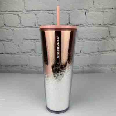 Starbucks Holiday 2019 Tumbler Cascading Snow Glitter Rose Gold Coffee Cup NEW - Sold on eBay Dec, 20th 2019 for $59.99